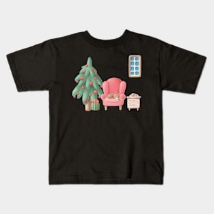 Christmas Holiday Snowglobe Sleeping Cat Kids T-Shirt